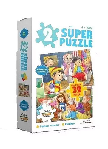 2 Süper Puzzle Pamuk Prenses - Pinokyo 32 Parça 