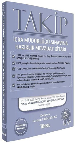  Takip İcra Müdürlüğü Sınavına Hazırlık Mevzuat Kitabı