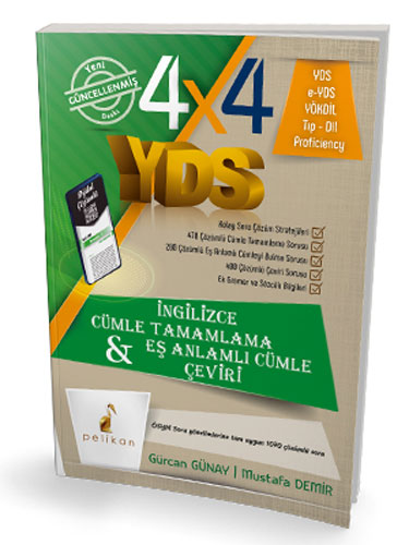 4x4 YDS Seti 1. Kitap - İngilizce Cümle Tamamlama ve Eş Anlamlı Cümle  Çeviri 