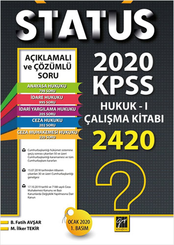 Status 2020 KPSS Hukuk - 1 Çalışma Kitabı