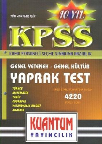 KPSS GENEL YETENEK GENEL KÜLT.YAPRAK TEST