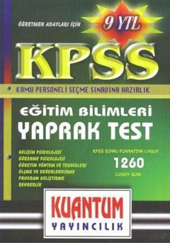 KPSS EĞİTİM BİLİMLERİ YAPRAK TEST 1260