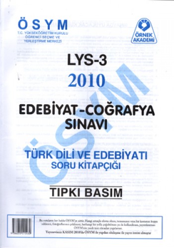 LYS 3 2010 EDEBİYAT COĞRAFYA SINAVI