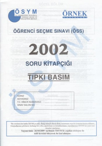 ÖSYM 2002 SORU KİTAPÇIĞI