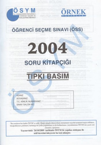 ÖSYM 2004 SORU KİTAPÇIĞI