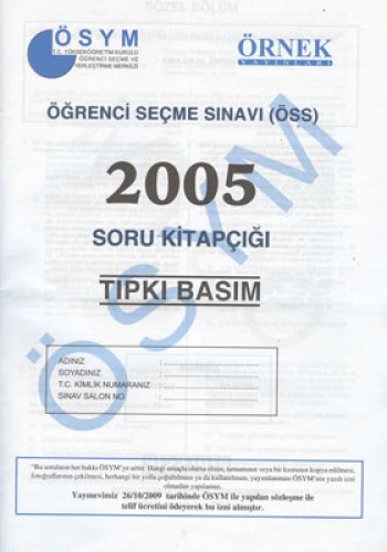 ÖSYM 2005 SORU KİTAPÇIĞI