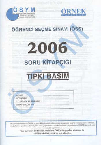 ÖSYM 2006 SORU KİTAPÇIĞI